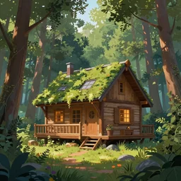 Beautiful cabin in the woods” Beautiful Dreamscape, Digital art, concept art, detailed, lovely colors, Art station,3-D 4K, beautiful background, matte painting, Thomas kinkade- H 576