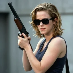 The Terminator (1984) poster emma watson wearing sunglasses holding shotgun