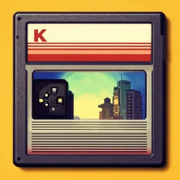 a retro game cartridge label art