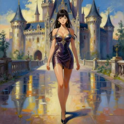 in seductive clothing by ross tran, walking in a castle painted by sana takeda, rtx reflections, very high intricate details, painting, digital anime art, medium shot, mid - shot, composition by ilya kuvshinov, lighting by greg rutkowski