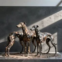 a sculpture of greyhounds by beth cavener