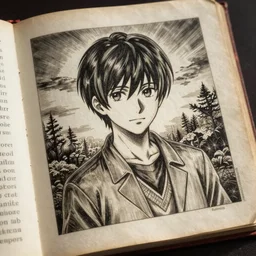 Makise kurisu, engraving, old book, etching