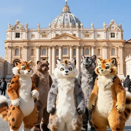 a group of furries visiting the vatican