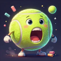 a screaming tennis ball monsters, startled surprised face, colorful, digital art, fantasy, magic, chalk, trending on artstation, ultra detailed, professional illustration by basil gogos