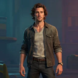 adam brody as a fish man by ralph horsley, rossdraws, matte painting, stylized background, cinematic lighting, maya, pixar, unreal engine, artstation