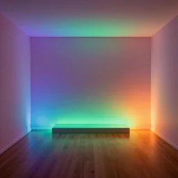 minimalist rgb lights house interior, 8 k, hdr, great light, by greg rutkowski and annie leibowitz