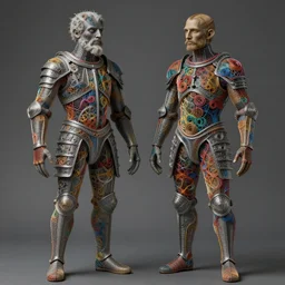 fully featured siamese twins made of wires, intricate armor made of fractals of colorful wires, highly detailed, by giuseppe arcimboldo and ambrosius benson, renaissance, ( beksinski ), realistic, high definition