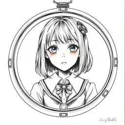 beautiful ink sketch, dieselpunk high fantasy, a cute young schoolgirl in round glass, by chris riddell, ilya kuvshinov, wlop, krenz kushart, boris vallejo, ayami kojima and ayami kojima