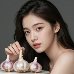 the portrait of an incredibly beautiful, graceful, elegant, sophisticated, young gravure idol made of garlic bulbs and, an ultrafine detailed illustration by kim jung gi, irakli nadar, detailed symmetrical faces, intricate linework, bright colors, octopath traveler, final fantasy, unreal engine highly rendered, global illumination, radiant light, intricate environment