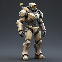detailed low poly 3d model of biopunk power armor in cyberpunk 2077