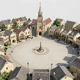 town square, skyrim creation engine, 3 d render
