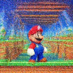 wide shot,optical illusion,super mario world snes, high quality
