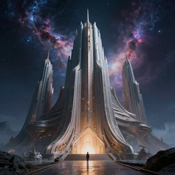 a cosmic temple, epic fantasy art, cosmic atmosphere, futuristic, cosmic architecture, high definiton, high detail, photo - realistic, ultra realistic, hyper realistic, trending on artstation, deviantart, ultra hd, 4 k uhd,