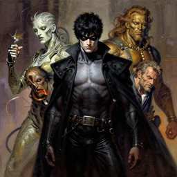 the sandman, digital painting masterpiece by frank frazetta and kim jung gi and mœbius and mike mignola, 4 k wallpaper, highly detailed, intricate brush strokes
