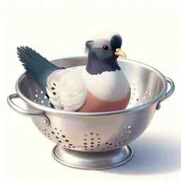a picture of a partrige inside of a colander