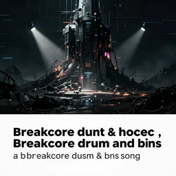 futuristic dark dreamy glitchy youtube thumbnail for a breakcore drum and bass song