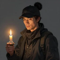 a male adventurer wearing a black night cap with a pom pom at the end, holding a candle, portrait, d & d, science fiction, concept art, matte, sharp focus, illustration, concept art, jason chan, dan luvisi, karl thiart