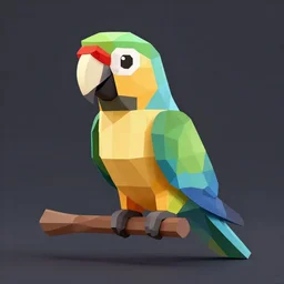 a low - poly model of a parrot,