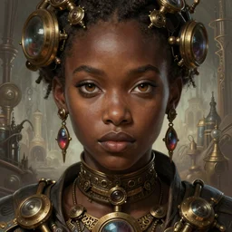 african steampunk alchemist, science fiction, highly detailed, digital painting, beautiful eyes, symmetry, concept art, sharp focus, illustration, detailed and intricate environment, art by artgerm and greg rutkowski and magali villeneuve and ilya kuvshinov!