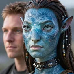 a stunning ultra detailed fantasy fine art portrait photo of a na'vi from avatar movie, by tom bagshaw and natalie shau, 5 0 mm lens, deep depth of field, perfect eyes and face, cybernetic implants, biomechanical robot, soft lighting, artstation, 8 k