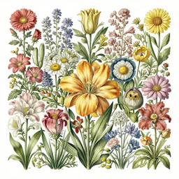 highly detailed illustration all the known species of flowers by juan gatti!!, by gottfried bammes, by george bridgman, by moebius!, by oliver vernon, by joseph moncada, by damon soule, by manabu ikeda, by kyle hotz, by dan mumford, by kilian eng