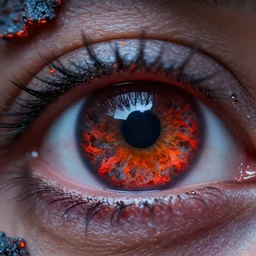 macro - shot, closeup of eye made of lava