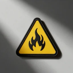retro minimalist clean fire flames warning caution patch