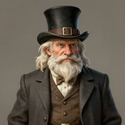 an old halfling wearing a suit and top hat, character art, matte painting, D&D