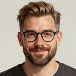 tennessee man, short hair, light brown hair, wisps of gray hair, undercut, beard, glasses, bushy eyebrows, wide neck, smiling, salt and pepper hair, strong nose, hazel eyes, strong brow, strong cheekbones, portrait shinkai makoto key hideaki anno sakimichan stanley artgerm lau rossdraws james jean marc simonetti elegant highly detailed digital painting artstation pixiv