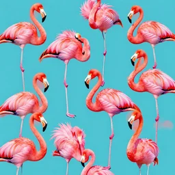 a panel of flamingos in pop art style by andy warhol