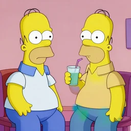 Homer Simpson having a drink with Hank Hill