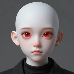 portrait of a 4 0 - year - old bald man, with a white complexion, wide, cat - like scarlet eyes, a nose flat like a snake's nose, and a thin mouth, wearing in black clothes, hyper realistic face, beautiful eyes, character art, art by mark brooks, hyperdetailed, cryengine, trending on artstation, digital art