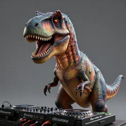 a t-rex man mutant dj,digital art,ultra realistic,ultra detailed,art by greg rutkowski,hyperdetailed,detailed face,professional lighting,3 point lighting