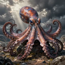 a giant octopus, pixiv, hyperrealistic