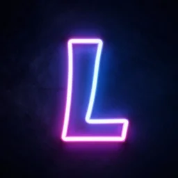 the letter L logo neon 4k
