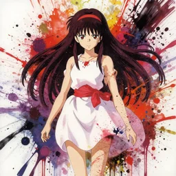 splatter paint of princess mononoke, gapmoe yandere grimdark, trending on pixiv fanbox, painted by makoto shinkai takashi takeuchi studio ghibli, akihiko yoshida, ken sugimori!!!!