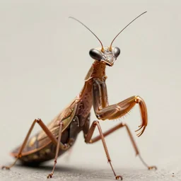 portrait of an insectoid, predatory praying mantis, brown exoskeleton, mantid features, flat triangle - shaped head with thin thread - like antennae, concept art, deep focus, fantasy, intricate, highly detailed, digital painting, artstation, matte, sharp focus, illustration, art by artgerm and greg rutkowski and alphonse mucha