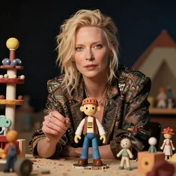 tilda swinton at burning man, activity play centre, stop motion vinyl action figure, plastic, toy, malti klarwein style