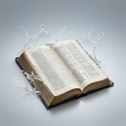 studio photography of splash of water in the shape of the bible