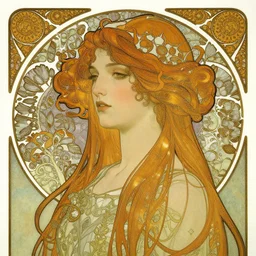 highly detailed portrait of a woman with long hairs, art nouveau, detailed and intricate environment