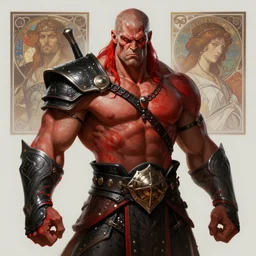portrait of aggresive conan the barbarian, d & d, muscular! athetic slim bodybuilder, red and black, futuristic, fantasy, intricate, elegant, highly detailed, digital painting, artstation, concept art, smooth, sharp focus, illustration, art by artgerm and greg rutkowski and alphonse mucha