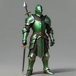 A green knight, armed with futuristic medieval weaponry, matte painting by gerald brom trending on artstation