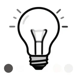 light bulb and color palette logo, black and white, vector, line art