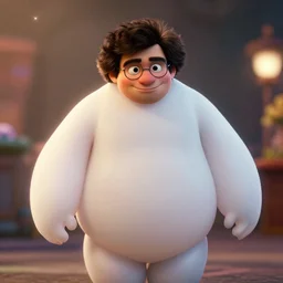 bob ross in big hero six as baymax movie still, cinematic lighting, ray tracing, octane render, long lens, shallow depth of field, bokeh, anamorphic lens flare, 8 k, hyper detailed, 3 5 mm film grain