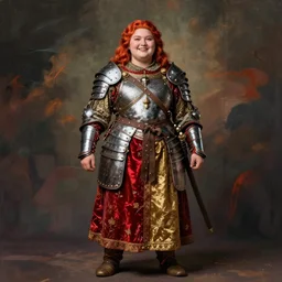hyper realistic photo of medieval chubby beautiful warrior girl, full body, rule of thirds, conceptart, saturated colors