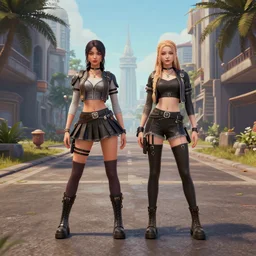 dreamsmp and bella poarch crossover, photography, wide shot, high definition
