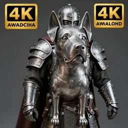 photo of a warrior with metal dog themed armour, highly detailed, 4 k, hdr, smooth, sharp focus, high resolution, award - winning photo