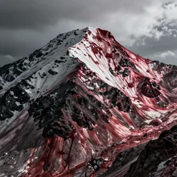a mountain covered in blood, bloody, blood, brutal