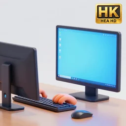 renamon using a computer, 3 d render 8 k hd