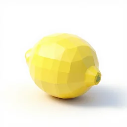 low-poly model of an isometric lemon against a white background
